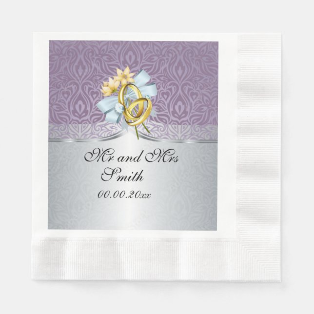 Servilleta De Papel Elegante Boda Lilac Napkin de papel personalizado (Anverso)