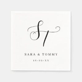Servilleta De Papel Elegante Boda limpio monogramado personalizado