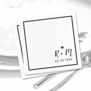Servilleta De Papel elegante boda manuscrita negro y blanco