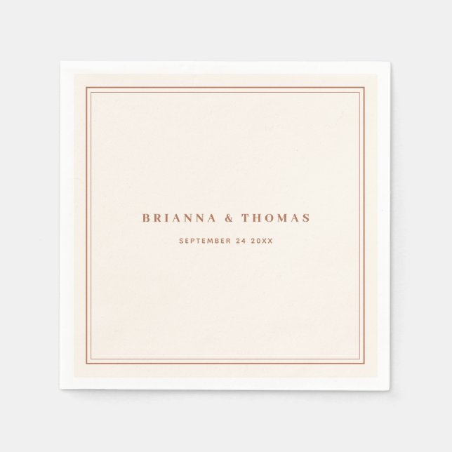 Servilleta De Papel Elegante Boda Minimalista de Terracota (Anverso)