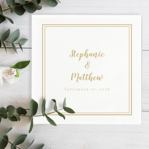 Servilleta De Papel Elegante Boda Minimalista Moderna Simple en Dorado