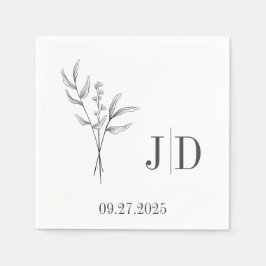 Servilleta De Papel Elegante Boda Minimalista Napkin | Inicial persona