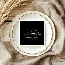 Servilleta De Papel Elegante Boda Minimalista Negra