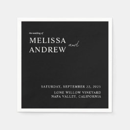 Servilleta De Papel Elegante Boda Minimalista negro y blanco