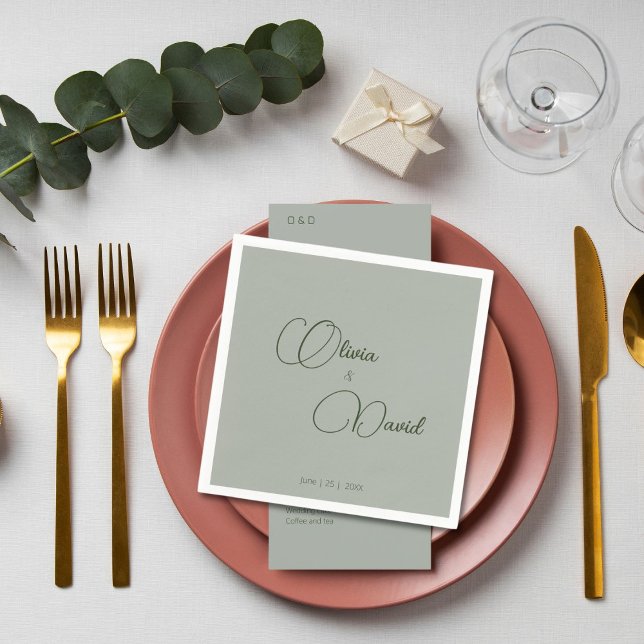 Servilleta De Papel Elegante Boda minimalista Sage Green (Subido por el creador)