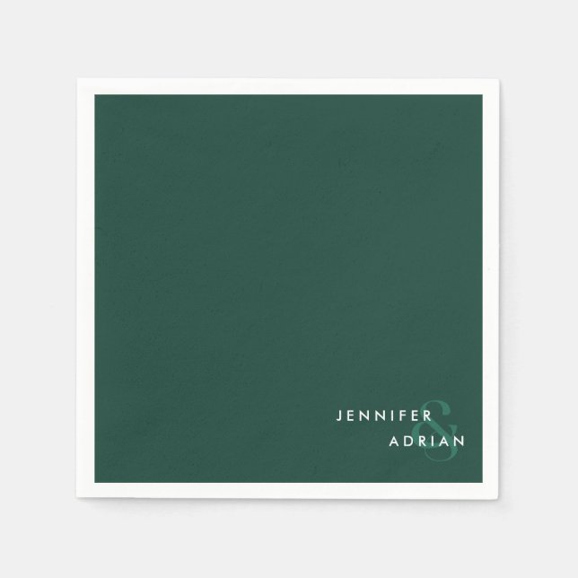Servilleta De Papel Elegante Boda moderado Brunswick verde moderno (Anverso)