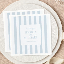 Servilleta De Papel Elegante Boda Moderna de Azul Polvoriento a Rayas
