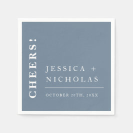 Servilleta De Papel Elegante Boda modernista de color azul turbio