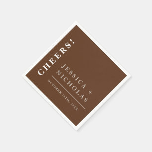 Servilleta De Papel Elegante Boda modernista oscuro marrón oscuro