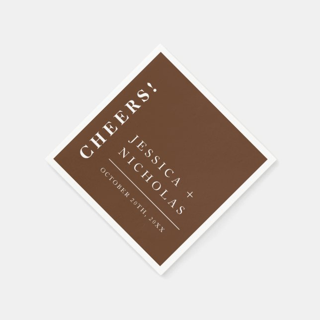 Servilleta De Papel Elegante Boda modernista oscuro marrón oscuro (Borde)