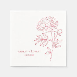Servilleta De Papel Elegante Boda moderno de flores de peones rojos