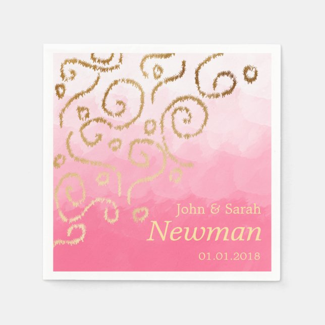 Servilleta De Papel elegante boda moderno de imitación de patrón oro (Anverso)