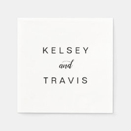 Servilleta De Papel Elegante Boda moderno negro y blanco sencillo