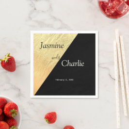 Servilleta De Papel Elegante Boda moderno negro y Relieve metalizado d