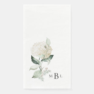 Servilleta De Papel Elegante Boda Monograma Foliage & Hydrangea