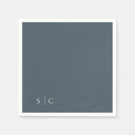 Servilleta De Papel Elegante Boda Monogramada Azul Muerto