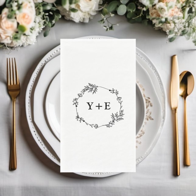 Servilleta De Papel Elegante Boda Monogramado Blanco Simple (Subido por el creador)