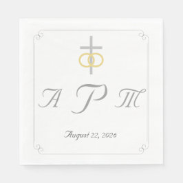 Servilleta De Papel Elegante Boda Monogramado Católico