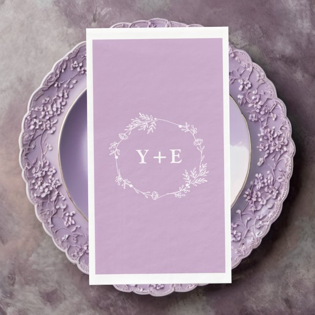 Servilleta De Papel Elegante Boda monogramado Lilac Purple simple (Subido por el creador)