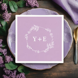 Servilleta De Papel Elegante Boda monogramado Lilac Purple simple