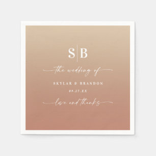 Servilleta De Papel Elegante Boda Monogramado Ombre Clay & Gold
