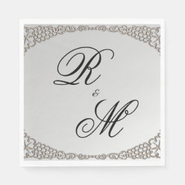 Servilleta De Papel Elegante Boda Monogramado Plata