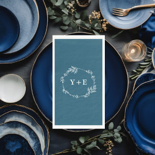 Servilleta De Papel Elegante Boda monogramado simple canoa azul
