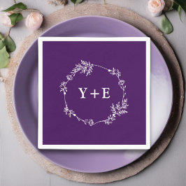 Servilleta De Papel Elegante Boda monogramado simple púrpura