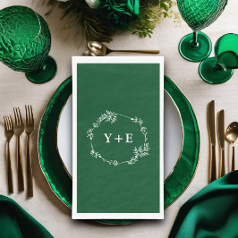 Servilleta De Papel Elegante Boda monogramado simple verde esmeralda