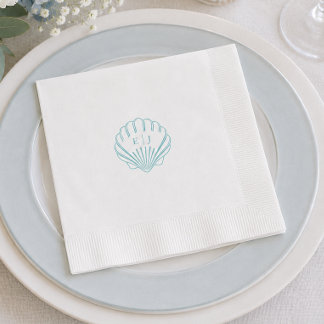 Servilleta De Papel Elegante Boda Náutica de Concha Azul
