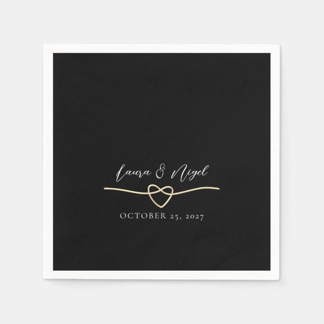 Servilleta De Papel Elegante Boda negro dorado Cocktail Napkins (Anverso)