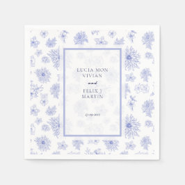 Servilleta De Papel Elegante Boda Neutral Azul Sombra floral