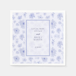 Servilleta De Papel Elegante Boda Neutral Azul Sombra floral