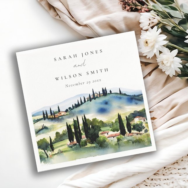 Servilleta De Papel Elegante Boda paisajístico toscano-italiano (Subido por el creador)