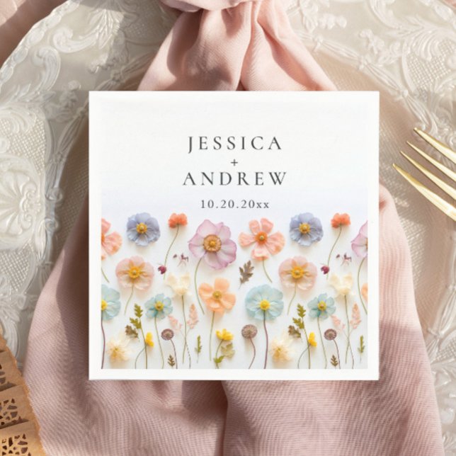 Servilleta De Papel Elegante Boda Pastel Rosa Bohemio de Flor Silvestr (Subido por el creador)