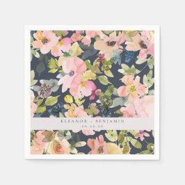 Servilleta De Papel Elegante Boda personalizada con acuarela de color 