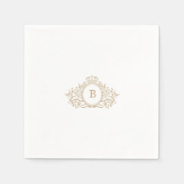 Servilleta De Papel Elegante Boda personalizada Escudo Monograma Dorad
