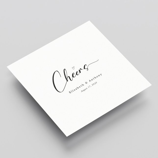 Servilleta De Papel Elegante Boda personalizado con letras a mano (Elegant Hand-Lettering Cheers Personalized Wedding Napkins)