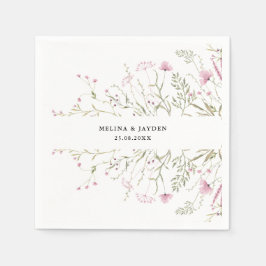 Servilleta De Papel Elegante Boda Pink Wild Floral