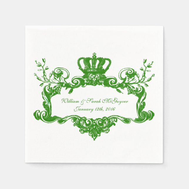 Servilleta De Papel Elegante Boda Regal Green2 (Anverso)