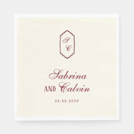 Servilleta De Papel Elegante Boda Retro a Cuadros Burdeos