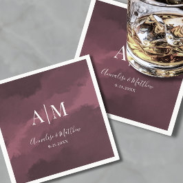 Servilleta De Papel Elegante Boda Rojo Borgoña