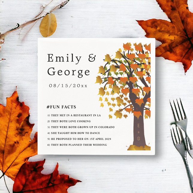 Servilleta De Papel Elegante Boda romántico de hojas de otoño talladas (Subido por el creador)