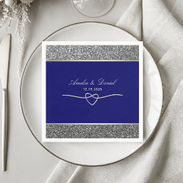 Servilleta De Papel Elegante Boda Royal Blue Plata