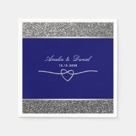 Servilleta De Papel Elegante Boda Royal Blue Plata