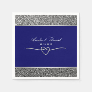 Servilleta De Papel Elegante Boda Royal Blue Plata