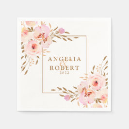 Servilleta De Papel Elegante Boda Rubor Gold Floral