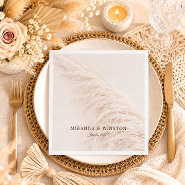 Servilleta De Papel Elegante Boda Rústica con Hierba de Pampas