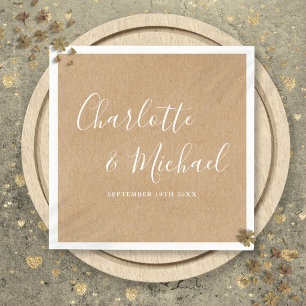 Servilleta De Papel Elegante Boda Rústica Kraft con Nombre