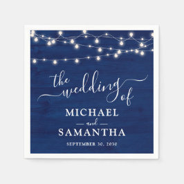 Servilleta De Papel Elegante Boda Rústico de Madera Azul